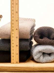 5 Pairs Of Thick Warm Mid-Calf Socks For Men And Women (No Waist/Random Cardboard) - Thickened Winter Casual Warm Socks, Solid Color/Multi-Color Set, Hand Washable, Comfortable To Wear, Soft Material, Neutral Design, Autumn And Winter, Winter, Warm Christmas Gift