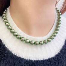 1pc Elegant Freshwater Pearl Necklace - Mixed Candy Color, Luxury Women's Clavicle Chain, Suitable For Daily Wear And Gifting - Grey - 查看 10