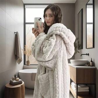 1pc Extra Long Wearable Blanket, Large Size Robe, Bathrobe, Thick And Warm, Winter Home Essentials