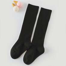 1 Pair Of Children's Drawstring Color Four Seasons Comfortable Breathable Student Tube Leg Socks - Black - View 6