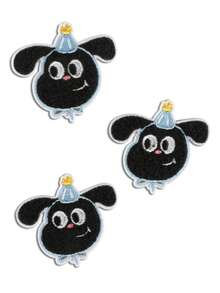 3 peças de remendos de tecido bordados com padrão de cachorrinho preto, apliques de costura autoadesivos de linha de poliéster versáteis e modernos, adequados para artesanato faça você mesmo em roupas, bolsas, sapatos, cortinas, capas de celular e decoração de casa