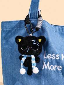 Chaveiro com pingente de gato preto de pelúcia, enfeite para bolsa, decoração para carro, presente para pais, irmãs, mulheres, homens, acessórios para celular, personalizado, presente original - Multicolorido - Ver 5