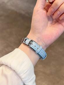 1 chiếc dây đeo đồng hồ nữ bằng da và kim loại mới, màu xanh dương, tương thích với các dòng 38/40/41/42/44/45/46/49mm, SE Series Ultra 11/10/9/8/7/6/5/4/3/2/1, đeo thoải mái, phụ kiện đồng hồ thông minh, phụ kiện nữ, dây đeo Apple màu vàng, quà tặng cho nữ, đồng hồ nữ - Màu xanh lam - Xem 11