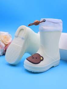 1 Pair Cute Cartoon Bear Kids Rain Boots, Non-Slip Lightweight Comfortable Outdoor Sports Waterproof Boots, Suitable For Rainy Play And School Activities - White - View 2