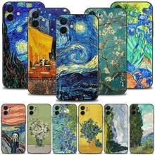 Custodia per telefono con dipinto "Notte stellata" di Van Gogh, compatibile con 16, 15, 14, 13, 12, 11 Pro Max, XS, X, XR, 7, 8, SE, e compatibile con Samsung Galaxy S17, S17 Pro, S17 Pro Max - a4 - Visualizzare 3