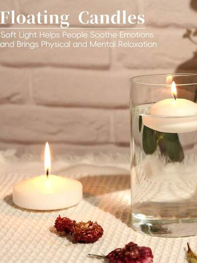 Floating Candles,Multicolor Unscented Tealight Shape Candles With Silk Rose Petals,Long Burning Candle Discs For Weddings,Anniversaries,Birthdays,Home Decoration,Spa,Relaxation, Mini Candle Discs For Weddings,Anniversaries,Birthdays,Home Decoration,Spa,Relaxation, White Wax Burning Candles, For Weddings, Party, Special Occasions And Home Decorations