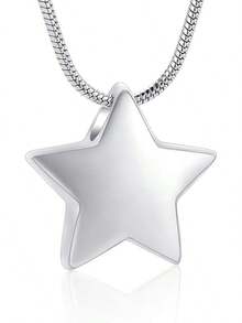 nuevo-2025Imrsanl - Joyería de cremación para cenizas con urna de luna, collar de acero inoxidable, medallón conmemorativo, joyería para colgante de cenizas, kit de relleno - Estrella plateada - Ver 7
