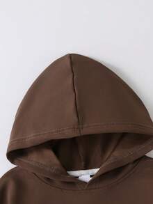 Teen Girl Casual Long Sleeve Solid Color Sweatshirt, Cute Loose Pullover, Suitable For Back To School, Autumn, Homewear, Graduation Ceremony, Female Teachers, Daily Wear - Coffee Brown - View 6