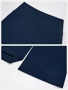 MFVIM Women's High Waist Wide Leg Pants, Slim Fit, Breathable & Comfortable, Tummy Control, Suitable For Outdoor, Running, Cycling, Pilates, Yoga, Gym Workout, Versatile Sports Leggings - Navy Blue - View 10