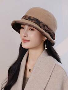 1pc Women's Solid Color Bucket Hat With Bowknot, Tie-Dye Bowknot Ribbon Decor, Rolled Edge Design, Soft Fabric, Windproof And Warm, Versatile For Daily Wear, Morning Exercise, Gathering With Friends, Holiday Outings, Elderly Outfit, Practical And Warm Accessory For Autumn/Winter