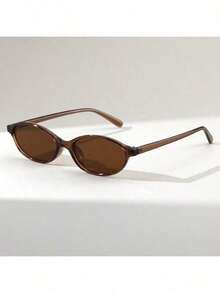 1pc Women's Cat Eye Narrow Vintage Versatile Street Style Fashion Glasses, Suitable For Parties And Events Boho Vacay Vacay Vibes Preppy Style For Back To School - 棕色 - 查看 8