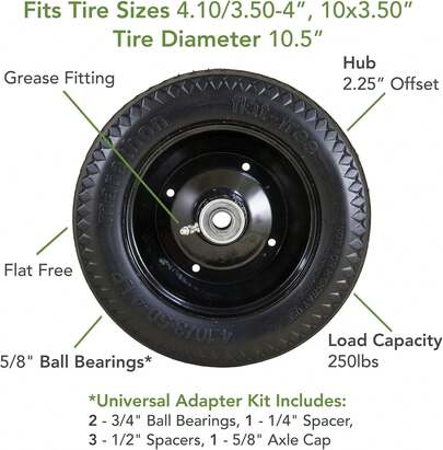 Marathon Industries 00210 Universal Fit, Flat, Hand Truck/All Purpose Utility Tire