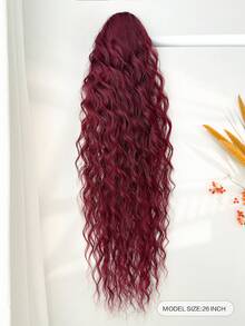 Claw Shaped Ponytail Extension Hair Accessory Red 26 Inch Water Ripple Heat-Resistant Fiber Synthetic Ponytail Wig, Suitable For Women's Christmas, Halloween Parties And Daily Use - Red - View 5