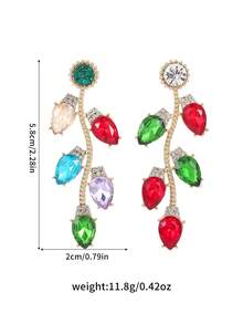 1 par de brincos elegantes em formato de árvore de Natal, brincos coloridos em formato de lâmpada natalina, brincos brilhantes em formato de coração e gota com zircônias cúbicas, ideais para casamentos, férias, festas, Dia dos Namorados e presentes de Natal. - Brincos de árvore de natal - Ver 4