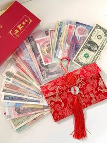 Sobre de seda estilo chino Hongbao, sobres de tarjetas de dinero de la suerte, bolsillos rojos de dinero en efectivo, sobres de tarjetas de regalo con nudo de cobre para el Año Nuevo 2026, el Festival de Primavera, bodas y otros elementos festivos chinos, sobres de tarjetas de regalo de seda roja con colgante de jade y nudo chino de cobre