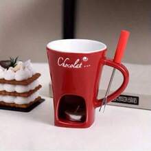 Olla de cerámica para derretir chocolate, dispositivo de calentamiento de queso, set de olla caliente de chocolate, taza de olla caliente de helado, taza de café, olla de cerámica desmontable para derretir chocolate, dispositivo de calentamiento de olla caliente de queso, tetera de olla caliente - Multicolor - Ver 3