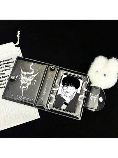 1pc White Snake Skin Texture Crossgrid Card Album 3-Inch Instant Photo Album, Celebrity Fan Collection Card Holder