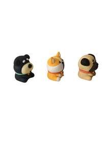 Set 3 gomas perritos diseño kawaii suave papelería escolar borrador individual colección colores variados divertidos regalos funcionales originales - Café integral - Ver 5