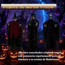 3 Piezas Decoraciones Colgantes de Esqueletos Fantasmas de Halloween 35", Decoración Voladora Balanceante para Jardín Patio Césped - 1 - Ver 2