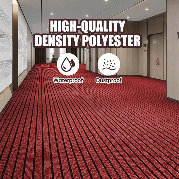 3 metros x 40 cm Rollo de alfombra autoadhesiva gruesa - Patrón a rayas, recortable, respaldo autoadhesivo, antideslizante y absorbente, adecuado para dormitorio, sala de estar, habitación, escaleras, oficina, tienda