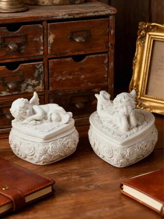 1pc Retro Angel Candlestick Ornament Nordic Style Home Desktop Entrance Decoration Resin Crafts Ornament Candlestick