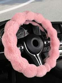 Women's 1PC Plush Steering Wheel Cover - Warm Wool Blend Winter/Autumn Car Accessory, Universal Fit Cozy Steering Wheel Wrap For Female Drivers