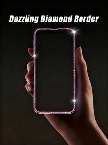 2pcs Pink Glitter Film, High-Definition Tempered Glass Screen Protector, Anti-Sweat, Shatterproof, Anti-Theft, Compatible With IPhone11/12/13/14/15/16/16Plus/16Pro/16Promax/16e/17/17 Air/17 Pro/17 Pro Max - Clear - View 6