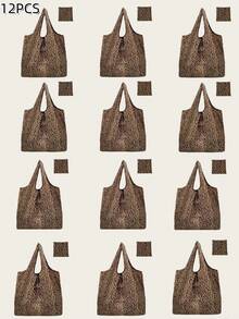 قطعة واحدة حقيبة تسوق كبيرة السعة قابلة للطي بطبعة نمر - من البوليستر المتين، إعادة الاستخدام والحمل، مناسبة للبقالة والملابس والسفر والتسوق كهدية، حقيبة محمولة قابلة للطي