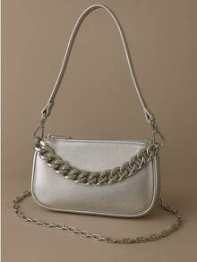 Sarinha Bag With 2 Handles And 1 Plastic Hardware - 銀色 - 查看 1