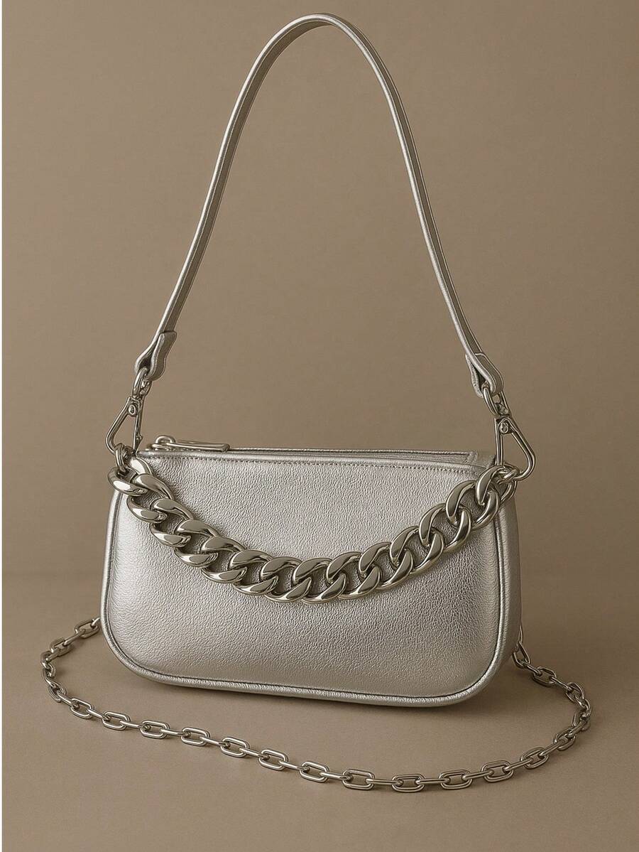 Sarinha Bag With 2 Handles And 1 Plastic Hardware - 銀色 - 查看 1