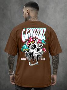 Camisa Camiseta Oversized Streetwear Genuine Grit Masculina Larga 100% Algodão 30.1 Stay Trippy - Marrom - Visão 1