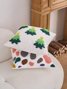 1 pieza Funda de almohada de árbol de Navidad de peluche, funda de almohada de estilo retro para decorar el sofá de la sala de estar, adecuada para cubrir sofás, camas, sillas, dormitorios, salas de estar, cabañas, patios, decoración navideña