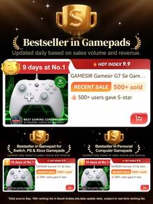 Gamesir G7 Se Gamepads PC Compatible With Xbox Controller Licensed By Microsoft With Hall Effect Sticks, Joysticks Compatible With Xbox Series X/S, Compatible With Xbox One X/S, Steam Windows 10 11, Analog Triggers,Vibration Function Software Customizable Back Buttons Rumble Motors,3.5mm Audio Jack,Abs Material, White