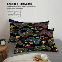 3pcs Video Game Duvet Cover Set, Reversible Game Controller, Geometric, Honeycomb Design, Room Decor, Suitable For Holidays, Gamers, Bedroom, With 2 Pillow Shams