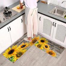 1pc Sunflower Style Doormat, Kitchen Rug, Absorbent And Anti-Slip, Farmhouse Decor, Suitable Entrance, Indoor, Room, Kitchen, Dining Room, Small Office/Home Office, Sink, Laundry Room - 黑色 - 查看 3