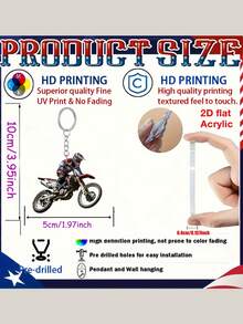1/5 件装 2D 平面亚克力钥匙扣 - 专为摩托车骑手和泥地摩托车设计，铁艺摩托车钥匙扣，适用于手机、车钥匙、背包、钱包 - 送给摩托车爱好者的完美礼物，摩托车配件，2D 平面设计，适合装饰包包和车钥匙，圣诞树节日派对装饰，是送给家人和朋友的理想节日礼物 - 越野摩托車騎士(2D) - 查看 10