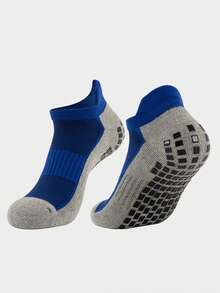 1 Pair Kids Anti-Slip Towel Bottom Short Tube Soccer Socks, Girls Low-Cut Dot Grip Non-Slip Floor Socks For Yoga, Running, Sports