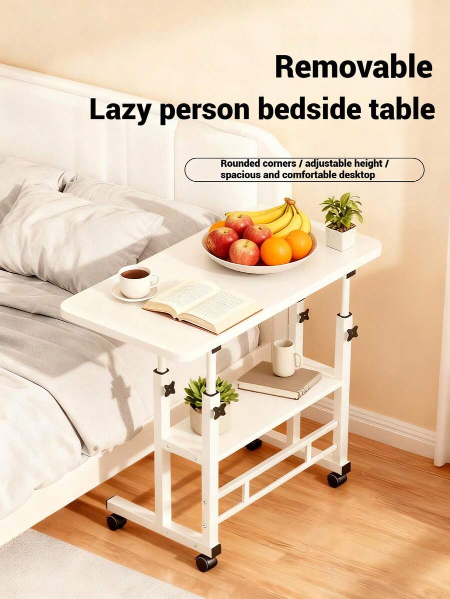 1 件便携式滚动笔记本电脑桌 - 可调节高度带轮移动边桌，23.7 英寸/31.5 英寸 C 形桌，适用于床、沙发、长沙发、家庭办公室 - 可锁定脚轮 - 白色 - 查看 1