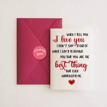 1 pieza Tarjeta de felicitación con estilo de carta de amor manuscrita, mensaje romántico y sincero, ideal para el Día de San Valentín/Aniversario, incluye sobre y pegatina