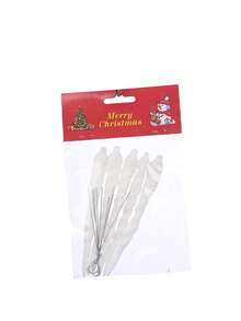 5PCS Christmas-Colored Glitter Plastic Icicles Decorative Pendants, Perfect For Christmas Tree Decoration And Christmas Party Hanging Decorations, Holiday Decorations, Festive Ornaments, Classic Christmas Style, Elegant Holiday Accents, Durable Ornaments, Decorative Ice Decor, Hanging Ornaments, Christmas Shoppers - Red - View 12