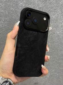 Wnter 奢华仿皮绒面手机壳，兼容 17 Pro Max、17 Pro、17 Air、17、16、15、14、13、12 Pro Max，防震软后盖 - 黑色 - 查看 4