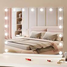 Vanity Mirror With Lights,15 Dimmable Bulbs &3 Color Lighting Modes, Makeup Mirror W/Detachable 5X Magnification,USB Port,Smart Touch Control,Desktop Wall-Mount(22.8x18.1 In, White)