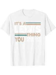 T-shirt humoristique pour hommes - C'est la chose de Lewis, vous ne comprendriez pas - T-shirt col rond en coton 180g% épais - T-shirt blanc avec lettres marron et vertes - Tenues de la famille Lewis - Cadeau de tenue décontractée pour les fans de Lewis - T-shirt à manches courtes col rond avec imprimé graphique pour hommes - Lavable en machine et nettoyable à sec - Portable pour toutes les saisons - Coupe ample, T-shirt de créateur pour hommes - Blanc - Voir 11