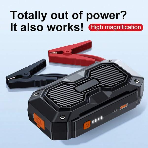 2500*4mWh High-Power Car Jump Starter, 12V Lithium Polymer Battery Booster With Fast Charging Support, USB Powered Portable Power Bank With LED Light And USB Interface - Suitable For 1.59-Gallon Gasoline Engines, All-In-One Emergency Roadside Assist Kit Includes Jumper Cables, USB-C Charging Port For Starting Vehicles, Compatible With Cars, Trucks, SUVs And Motorcycles.
