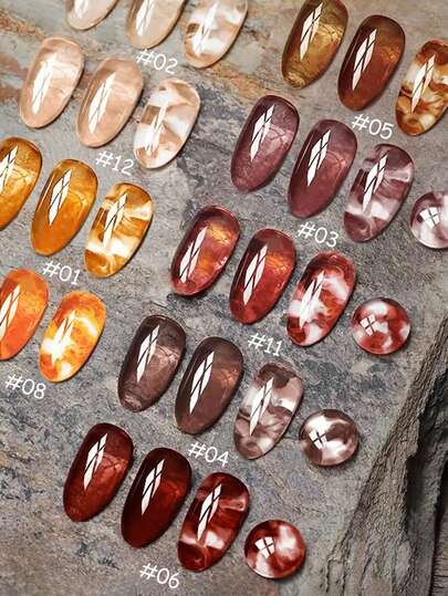 MISS SHAKA 10ml粉金棕红玳瑁琥珀光疗凝胶指甲油美甲店冰透玉果冻裸色釉面焦糖美白流行美甲用品圣诞美甲