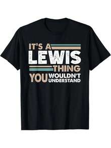 T-shirt humoristique pour hommes - C'est la chose de Lewis, vous ne comprendriez pas - T-shirt col rond en coton 180g% épais - T-shirt blanc avec lettres marron et vertes - Tenues de la famille Lewis - Cadeau de tenue décontractée pour les fans de Lewis - T-shirt à manches courtes col rond avec imprimé graphique pour hommes - Lavable en machine et nettoyable à sec - Portable pour toutes les saisons - Coupe ample, T-shirt de créateur pour hommes - Blanc - Voir 10