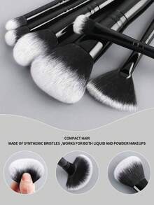 Juego de 21 piezas de herramientas de belleza YISE, que incluye 20 pinceles de maquillaje facial + 1 cepillo negro para loción corporal/autobronceador. Estas herramientas de maquillaje de fibra suave son adecuadas para base, contorno, rubor, polvo, sombra de ojos, corrector, iluminador y difuminado. Fácil de transportar, es un juego amigable para viajes y un regalo ideal para mujeres y niñas.