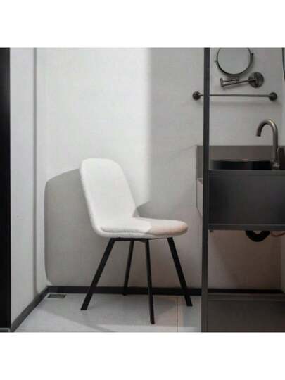 Teddy Fleece Dining Stoel Set Of 2, Zachte Upholstery, All Year Round Com Sturdy Metal Structure