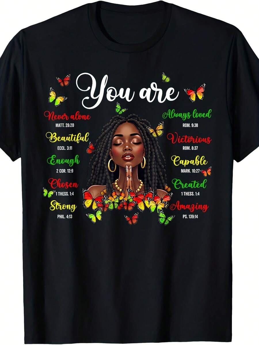 Loc'd Afro Girl You Are Bible Verse Cistian T-Shirt - Style 18 - View 1