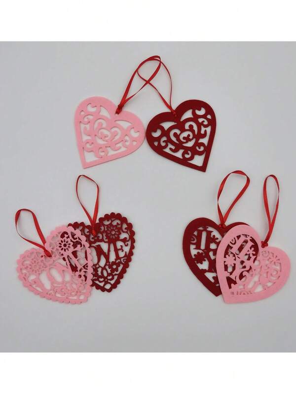 30/15pcs Pink/Red Valentine's Day Pendant, Heart-Shaped Felt Ornaments, Valentine's Day Atmosphere Decoration Props, Party Scene Decoration, Suitable For Home Decoration, Store Decoration, Party, Valentine's Day Gift